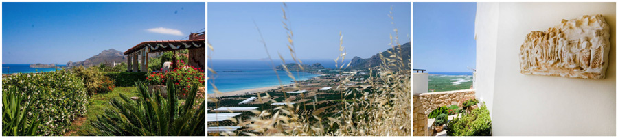 FALASSARNA creta ovest appartamenti studio sulla spiaggia monolocali trilocali bilocali uso cucina prima colazione trasferimenti dall'aeroporto noleggio auto veduta vista panoramica terrazzo balcone privato