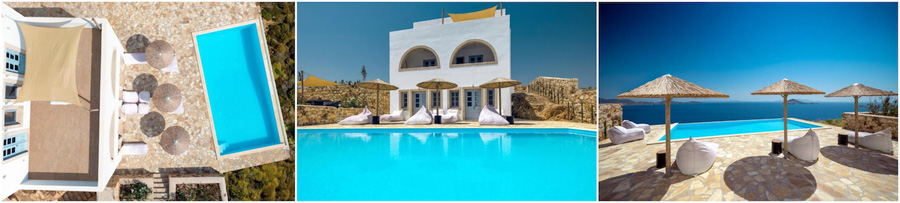 PATMOS ISOLE GRECHE GRECIA ville case indipendenti affitti estivi settimanali piscina a sfioro lettini ombrelloni navetta spiaggia possibilità chef mezza pensione breakfast a la carte