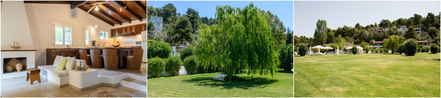 SKIATOS SKIATHOS SPORADI GRECIA resort con piscina bungalow sulla spiaggia bandiera blu attrezzata lettini ombrelloni residence con appartamenti in affitto prima colazione mezza pensione inclusa compresa servizio navetta spiagge