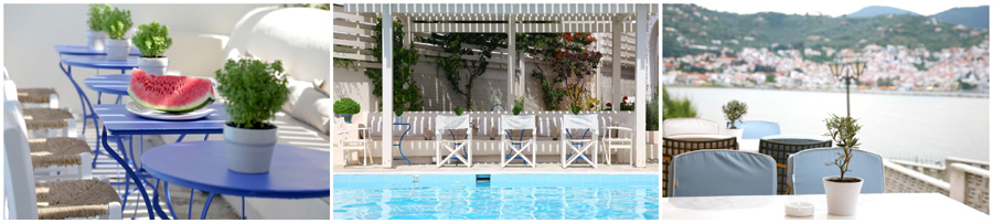 SKOPELOS resort residence maisonettes case indipendenti con piscina monolocali studios appartamenti bilocali trilocali cucina camere rooms taverne villaggi mezza pensione sulla spiaggia
