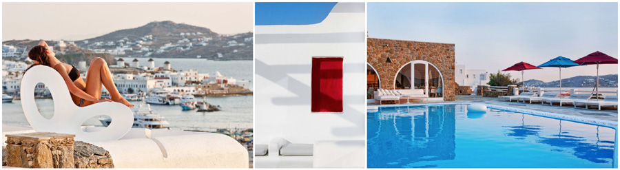 isola di MYKONOS cicladi villa esclusiva indipendente con piscina giardino barbecue affitti estivi settimanali luglio agosto spiaggia di sabbia bianca attrezzata privata sdraio ombrelloni lettini 