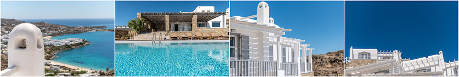 MYKONOS casa villa eslusiva indipendente sulla spiaggia sul mare servizio lettini ombrelloni navetta per spiagge trattamento mezza pensione completa all inclusive