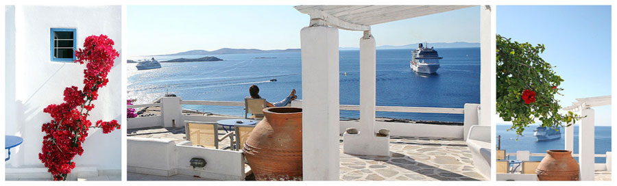 MYKONOS CICLADI GRECIA boutique hotel de charme bungalow resort sulla spiaggia con piscina vista panoramica tramonto residence con appartamenti in affitto