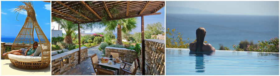 isole delle cicladi NAXOS GRECIA boutique hotel de charme bungalow resort sulla spiaggia con piscina vista panoramica tramonto residence con appartamenti in affitto 