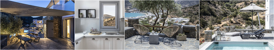 SIFNOS CICLADI casa sul mare villa indipendente sulla spiaggia bungalow con cucina servizio navetta spiagge attrezzate ombrelloni lettini sdraio